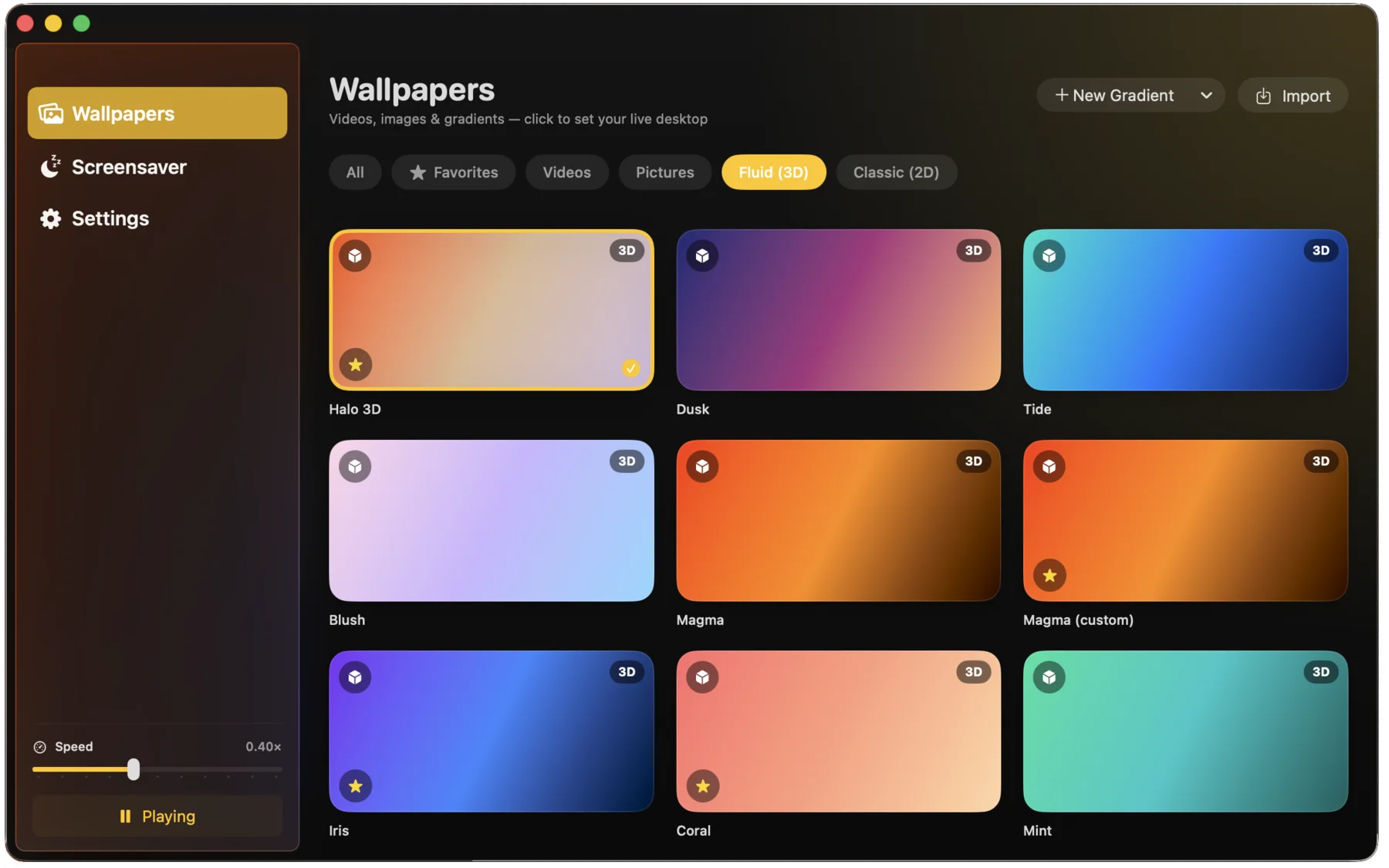 Haze's library: Fluid 3D gradient presets