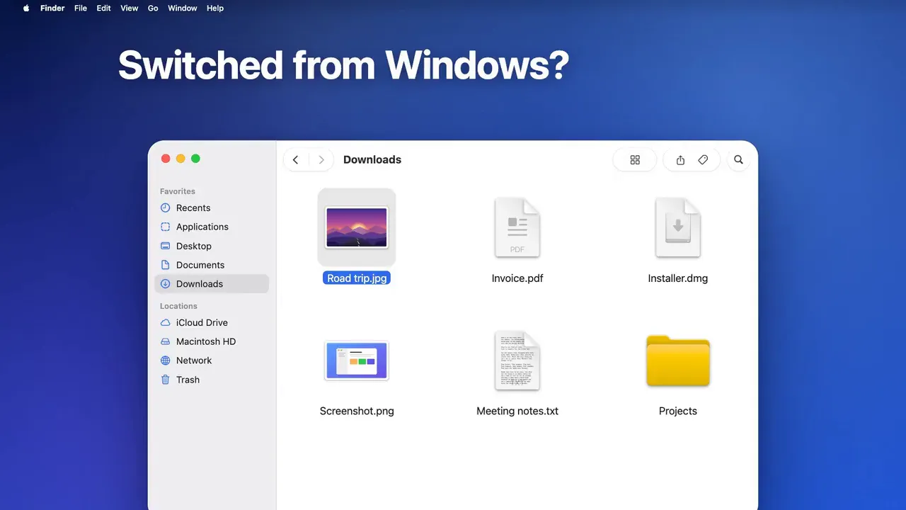 In Finder: Return opens the file, Delete sends it to the Trash